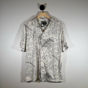 Porter & Ash Men's Tropical Leaf Print Button Down Shirt Size Large